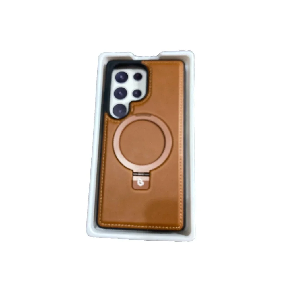 Samsung Galaxy S25 Ultra‎ Case Brown Leather Stand Screen Protector New